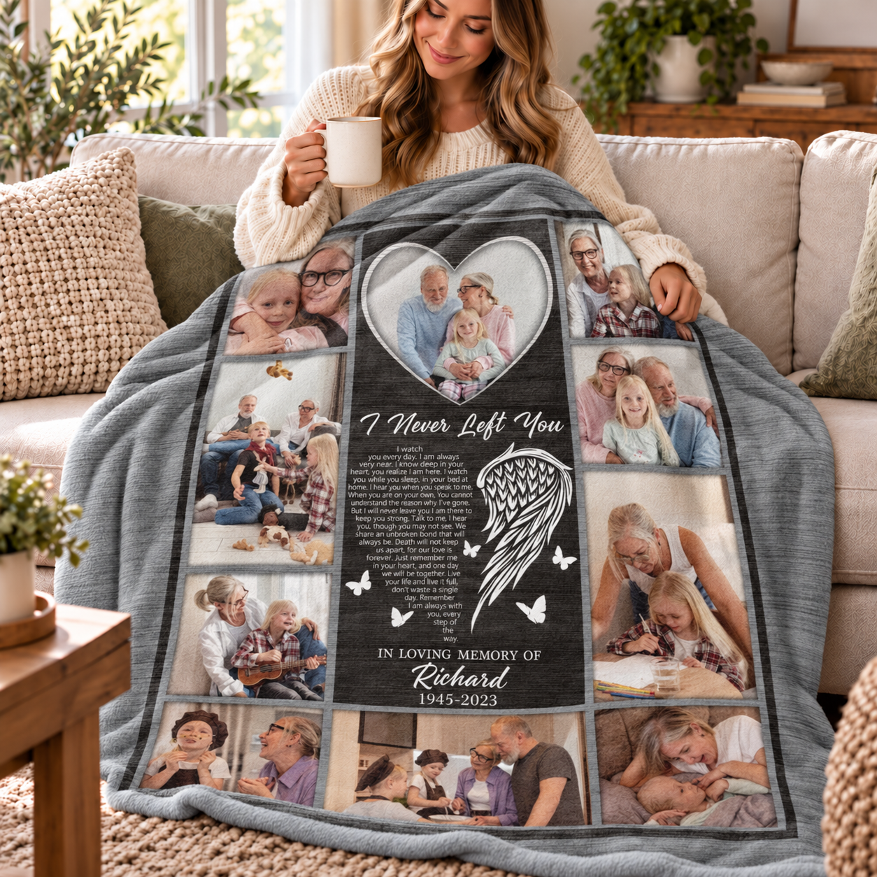 Custom Photo I Never Left You Memorial - Personalized Custom Blanket - Memorial Sympathy Gifts For Loss Of Mom, Dad