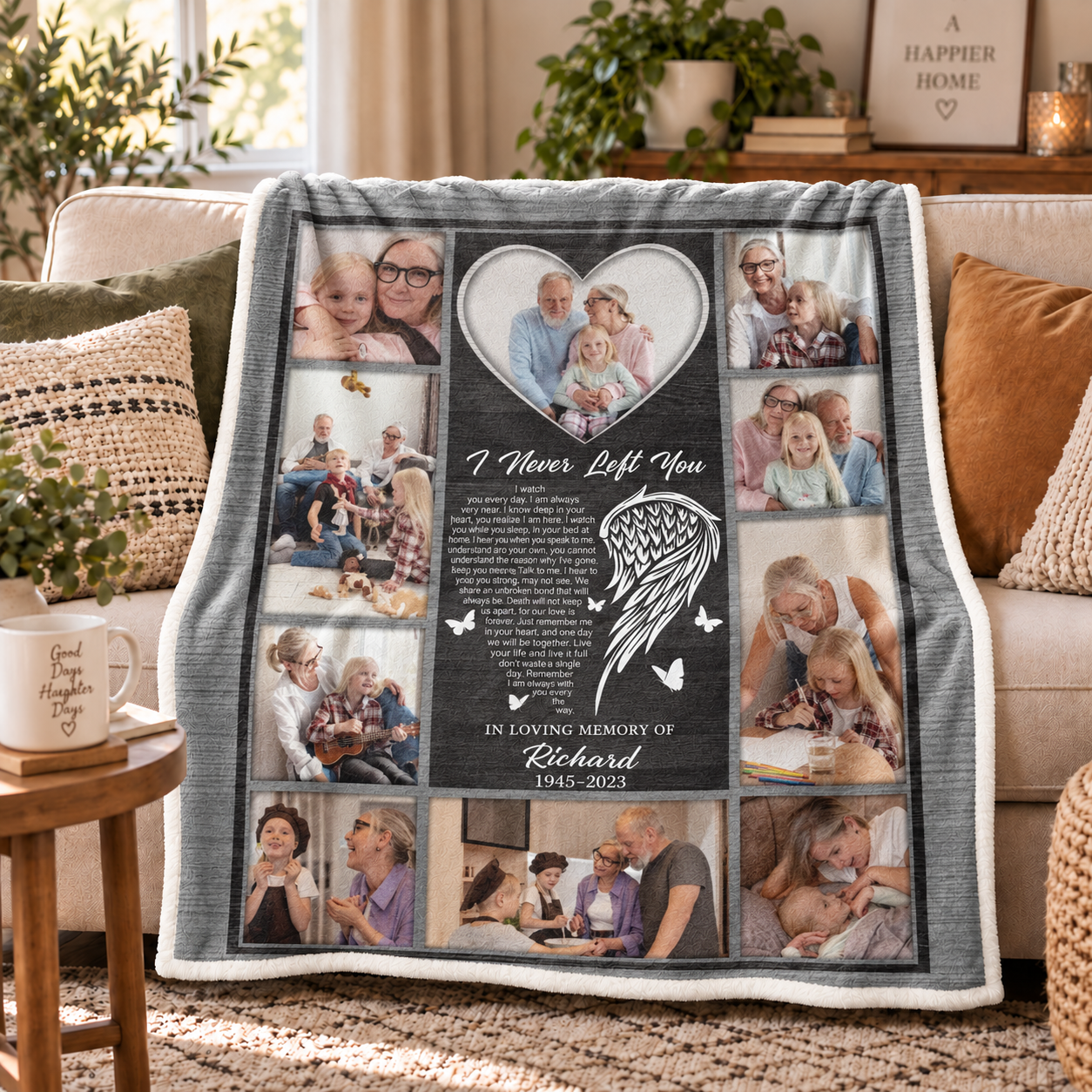 Custom Photo I Never Left You Memorial - Personalized Custom Blanket - Memorial Sympathy Gifts For Loss Of Mom, Dad