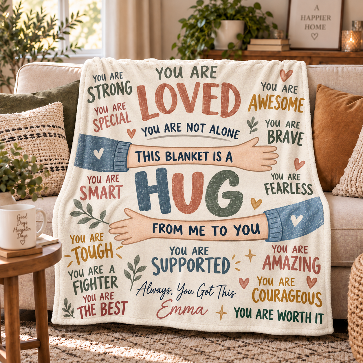 This Blanket Is A Hug From Me To You - Personalized Custom Blanket - Encouragement Gift, Inspirational Gift