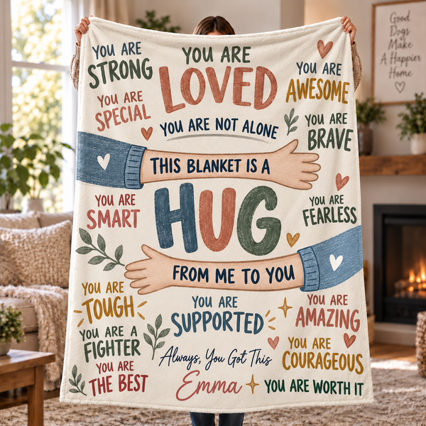 This Blanket Is A Hug From Me To You - Personalized Custom Blanket - Encouragement Gift, Inspirational Gift