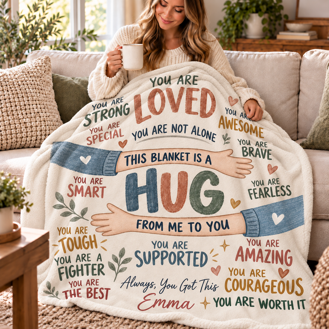 This Blanket Is A Hug From Me To You - Personalized Custom Blanket - Encouragement Gift, Inspirational Gift
