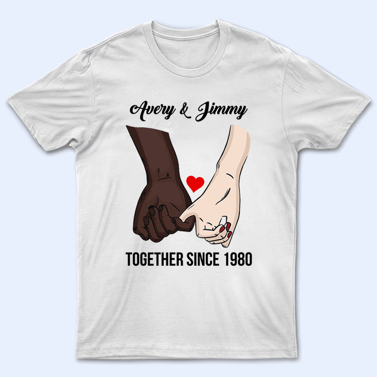 Couple Hand Valentine's Day - Personalized Custom T Shirt - Gift for Grandma/Nana/Mimi, Mom, Wife, Grandparent - Suzitee Store