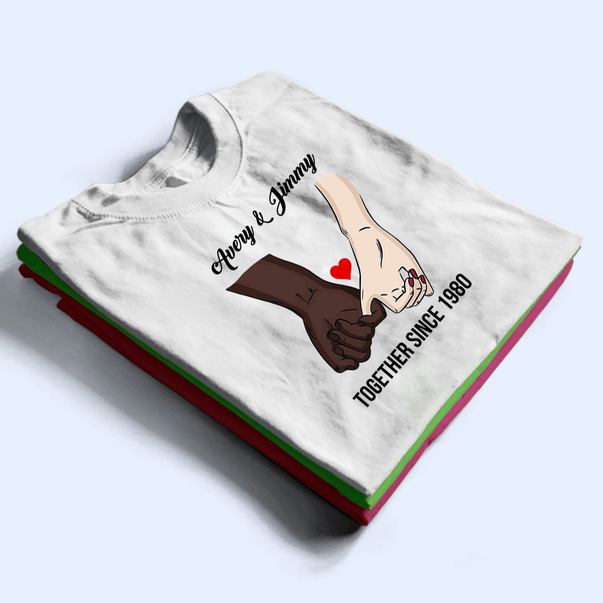 Couple Hand Valentine's Day - Personalized Custom T Shirt - Gift for Grandma/Nana/Mimi, Mom, Wife, Grandparent - Suzitee Store