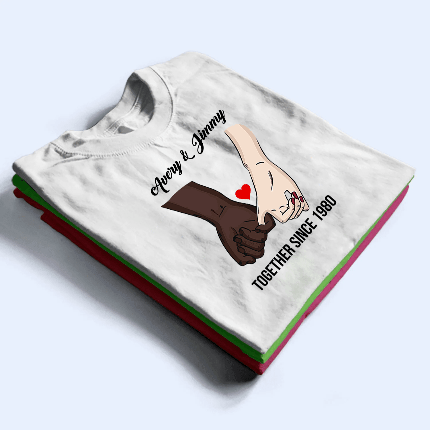 Couple Hand Valentine's Day - Personalized Custom T Shirt - Gift for Grandma/Nana/Mimi, Mom, Wife, Grandparent - Suzitee Store