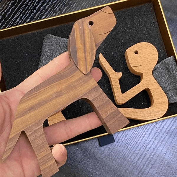 A Man With Floppy Ears Dog personalized wood sculpture, alternate view 2