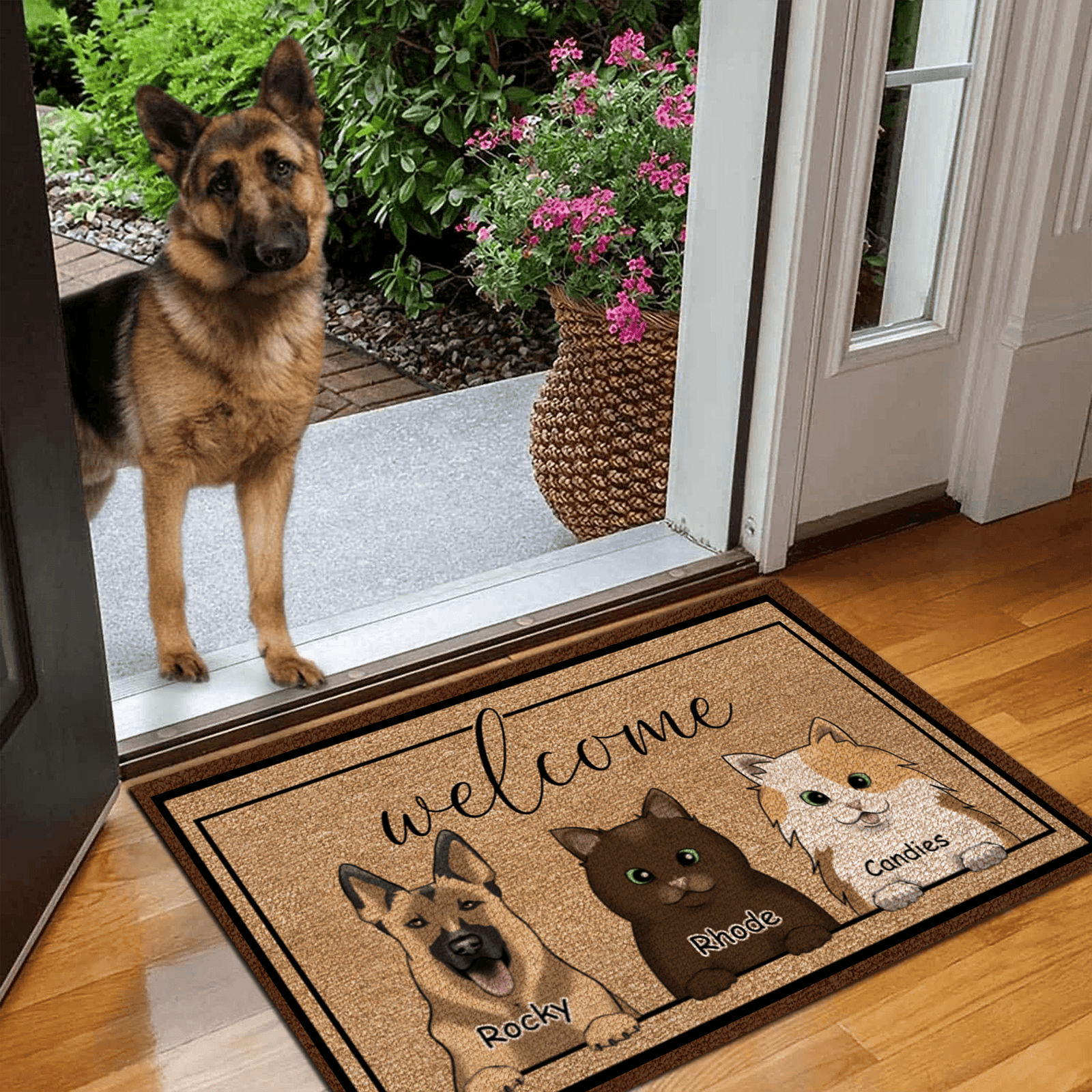 Custom Family Pet Welcome Doormat - Personalized Doormat - Birthday, Housewarming, Funny Gift for Homeowners, Friends, Dog Mom, Dog Dad, Dog Lovers, Pet Gifts for Him, Her - Suzitee Store