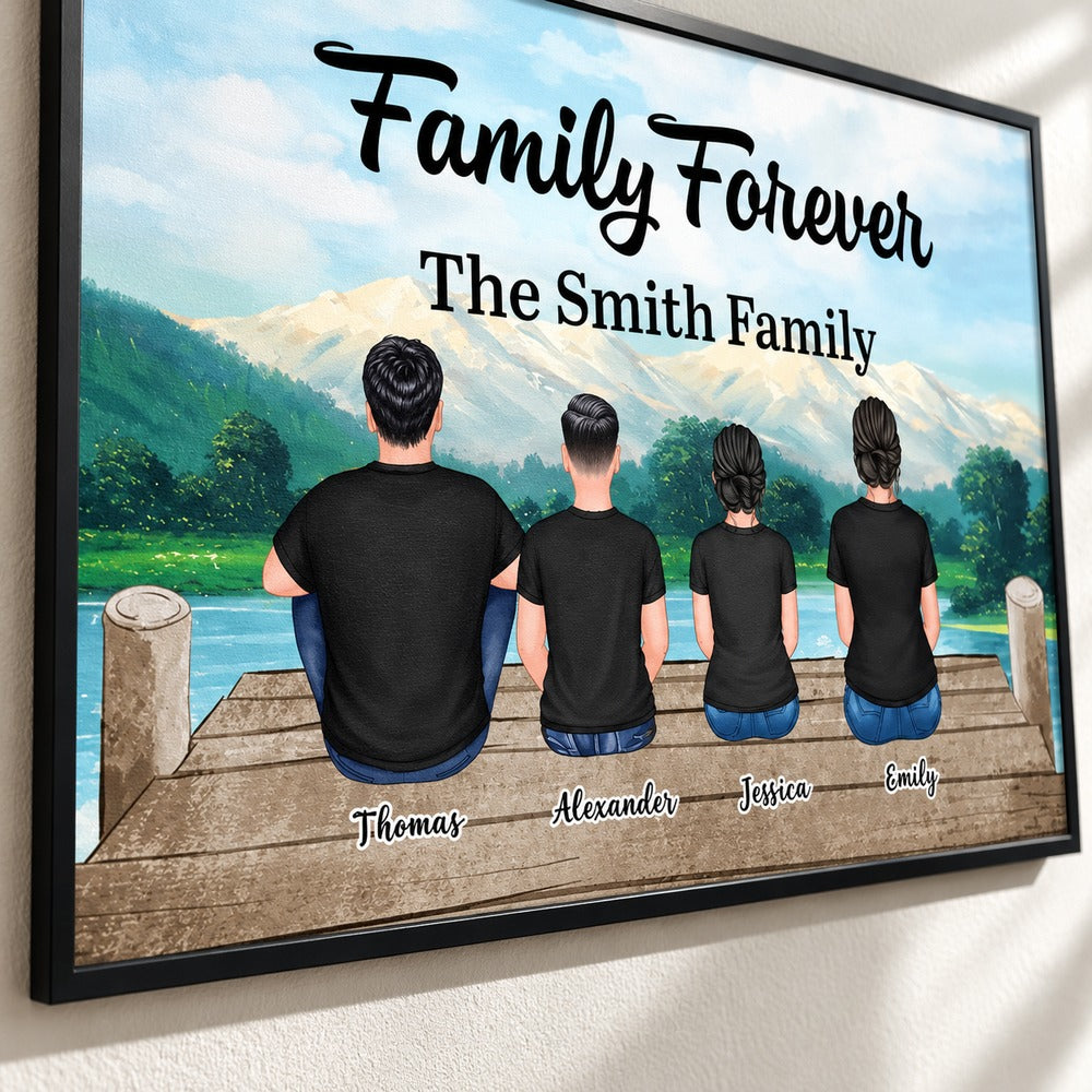 Close up detail of personalized family poster print texture and custom names