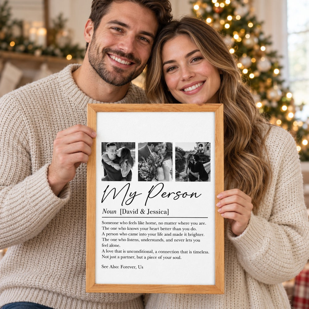 Happy couple holding their personalized My Person definition framed poster print