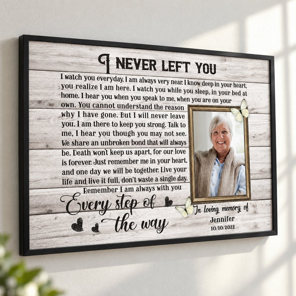 Close up detail of personalized memorial poster print texture and custom photo area