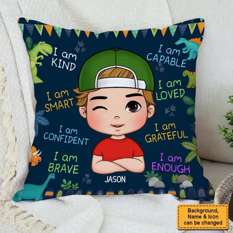 I Am Kind, Smart, Loved personalized pillow, alternate view 4