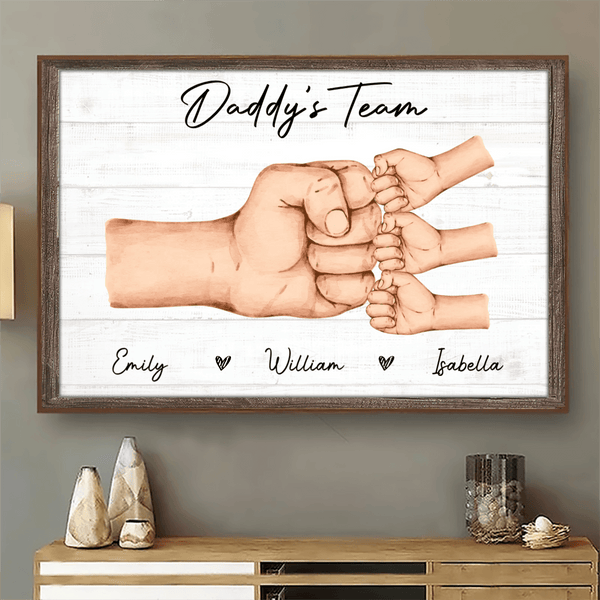 Daddy & Kids Fist Bump - Personalized Horizontal Canvas Prints - Father's Day Custom Gift for Dad, Grandpa, Daddy, Dada, Dad Jokes