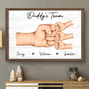 Daddy & Kids, Together We're A Team - Personalized Horizontal Poster - Father's Day Gift for Dad, Grandpa, Daddy, Dada, Dad Jokes - Suzitee Store