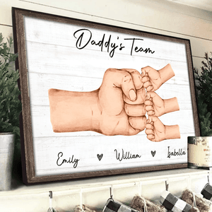 Daddy & Kids, Together We're A Team - Personalized Horizontal Poster - Father's Day Gift for Dad, Grandpa, Daddy, Dada, Dad Jokes - Suzitee Store