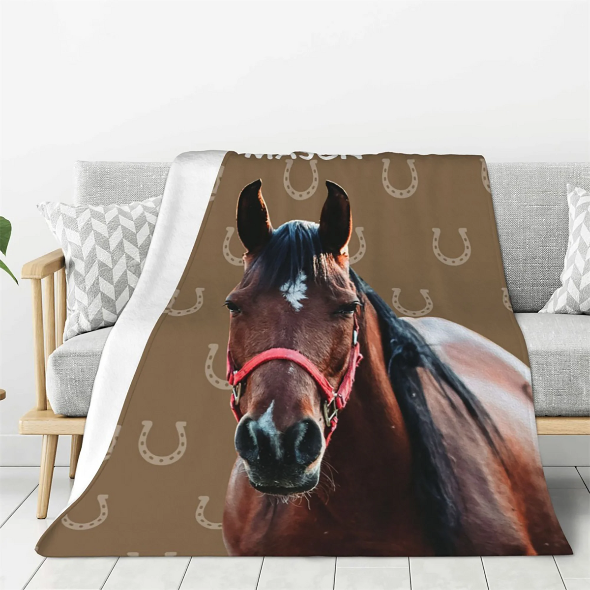 Custom Photo Horseshoe Print Multicolor - Personalized Custom Blanket - Gift For Horse Riding, Riders, Horse Lovers