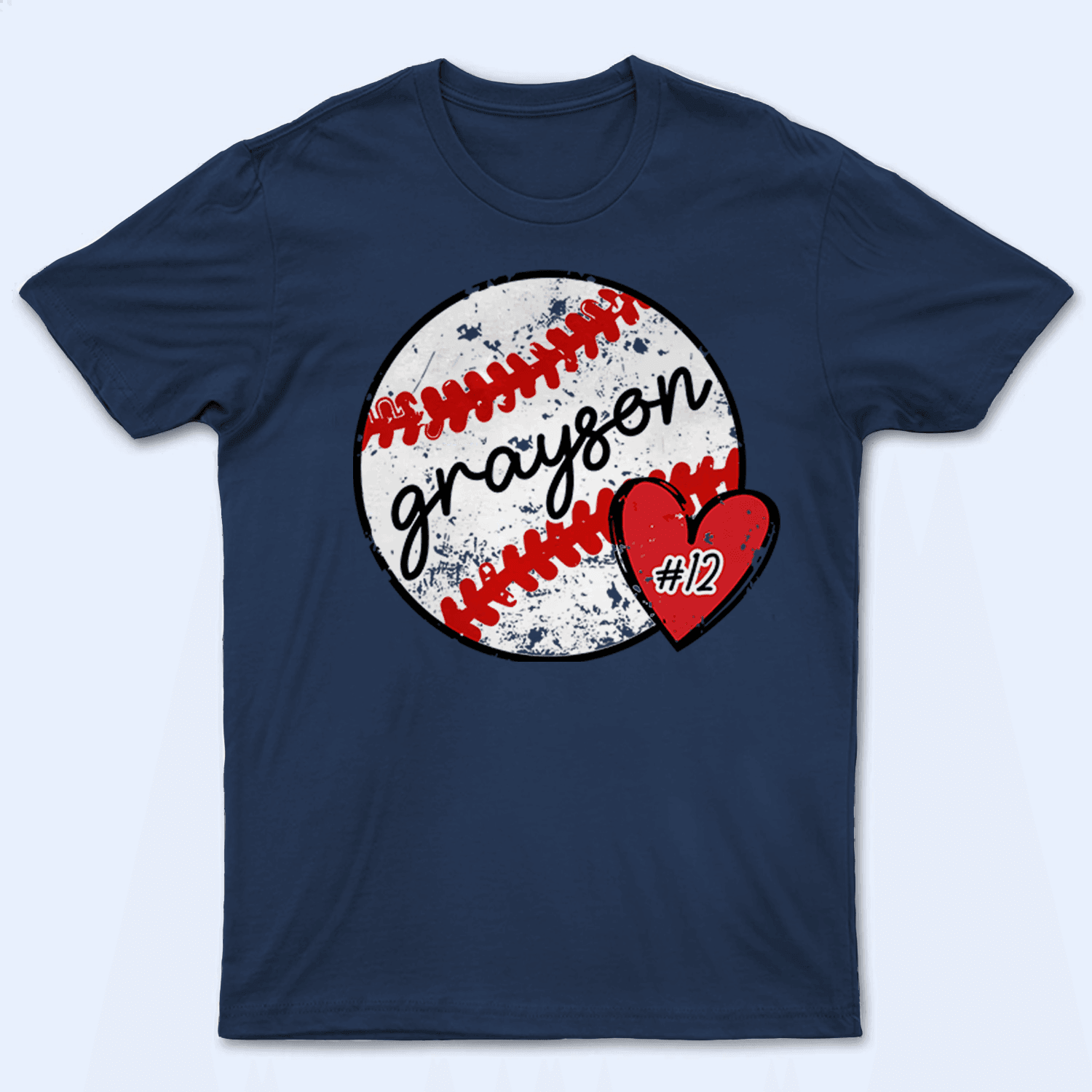 Distressed Vintage Baseball With a Heart - Baseball/ Softball Personalized Ballz Custom T Shirt - Birthday, Loving, Funny Gift for Grandma/Nana/Mimi, Mom, Wife, Grandparent - Suzitee Store