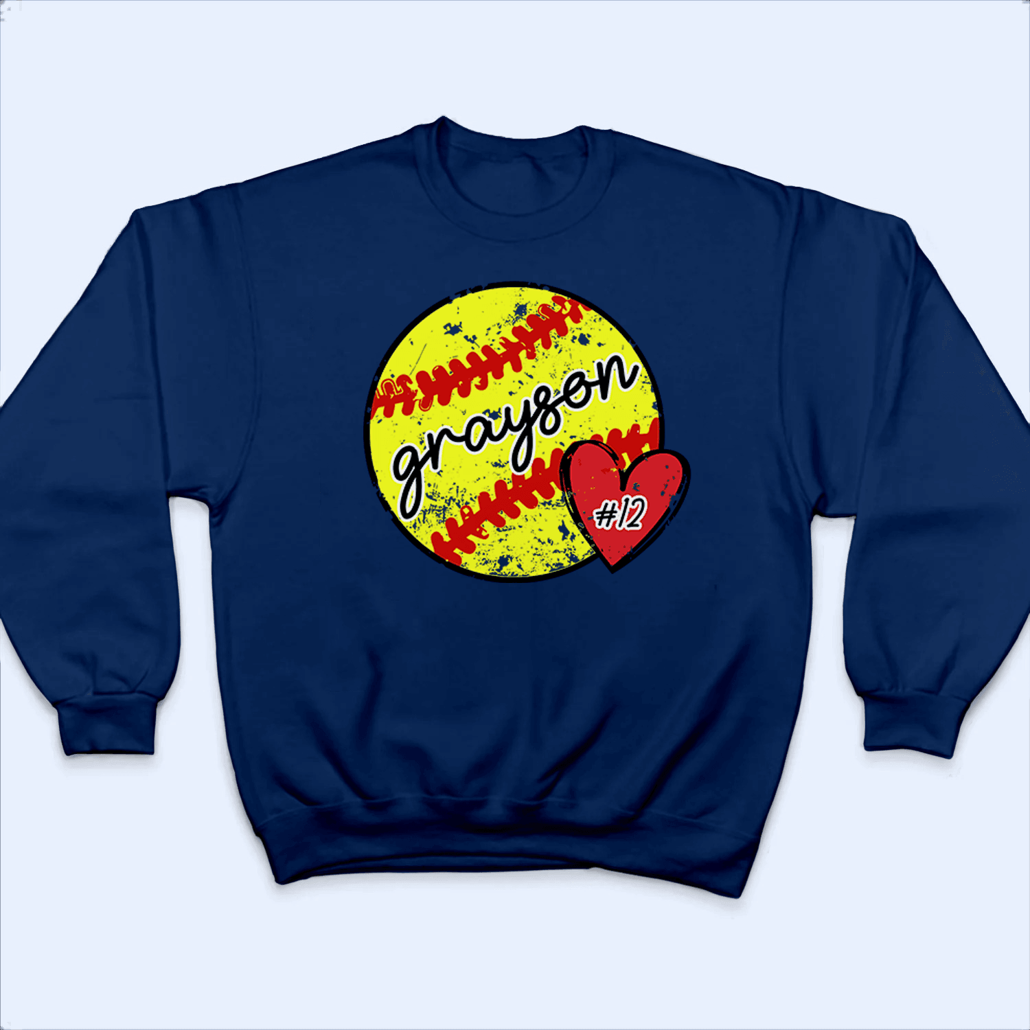 Distressed Vintage Baseball With a Heart - Baseball/ Softball Personalized Ballz Custom T Shirt - Birthday, Loving, Funny Gift for Grandma/Nana/Mimi, Mom, Wife, Grandparent - Suzitee Store