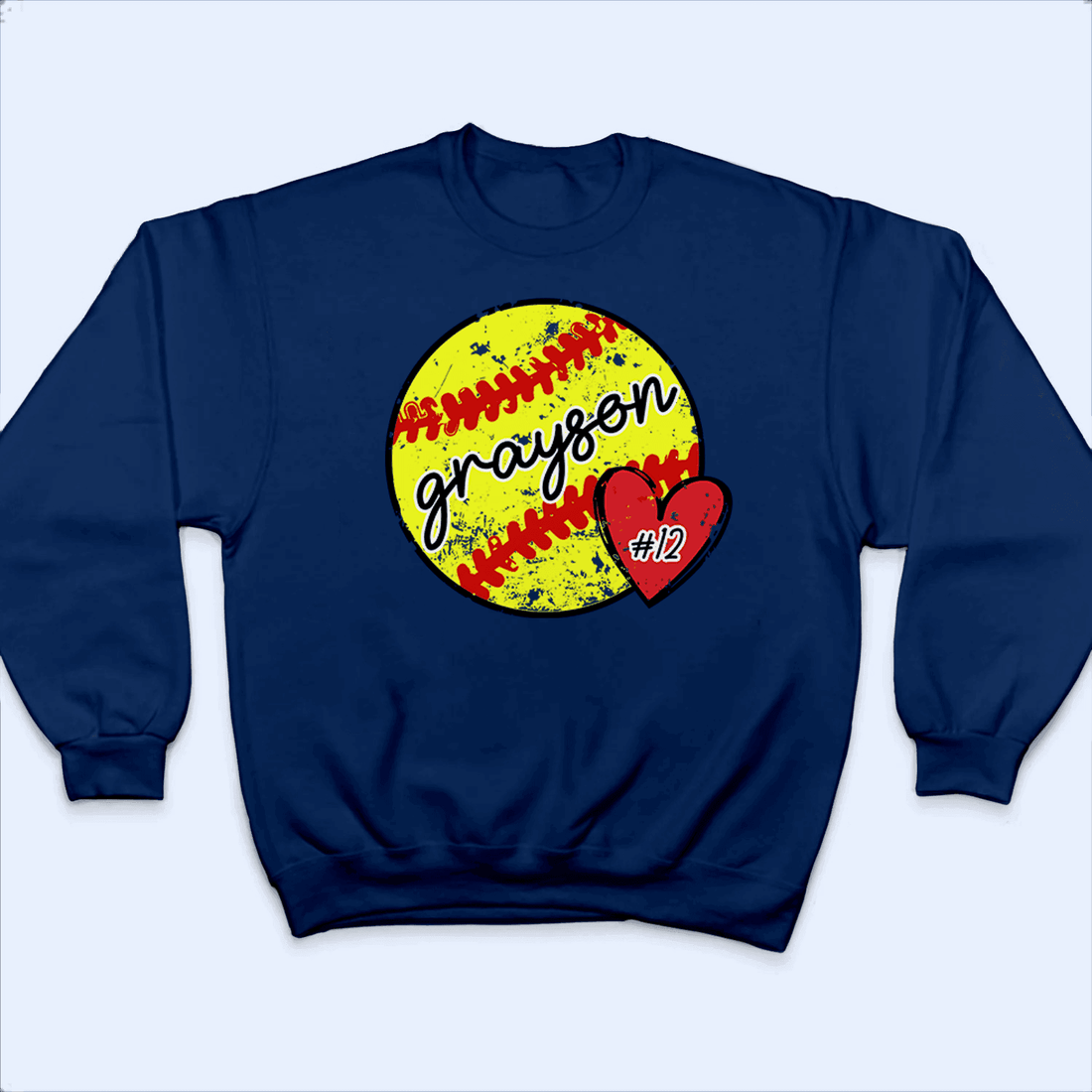 Distressed Vintage Baseball With a Heart - Baseball/ Softball Personalized Ballz Custom T Shirt - Birthday, Loving, Funny Gift for Grandma/Nana/Mimi, Mom, Wife, Grandparent