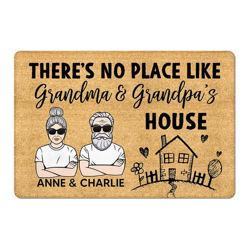 No Place Like Grandpa Grandma House - Personalized Doormat - Gift For Dad, Mom, Grandpa, Grandma