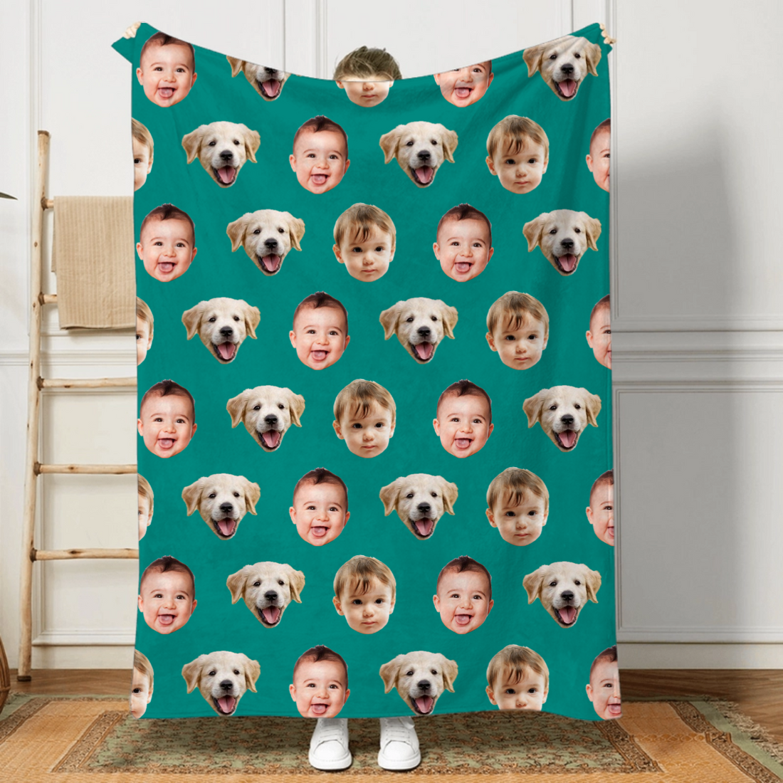 Custom Photo Family Blanket fleece blanket, soft fleece fabric close-up