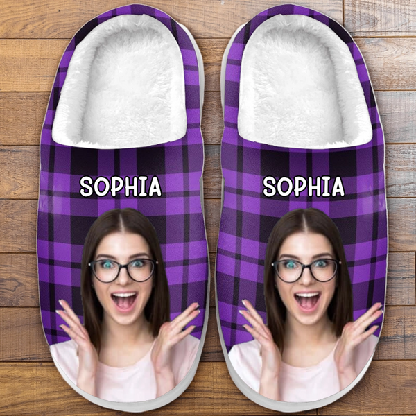 Custom Photo Happiness Woman Face - Personalized Slippers - Gift For Her, Wife, Girlfriend, Family Members
