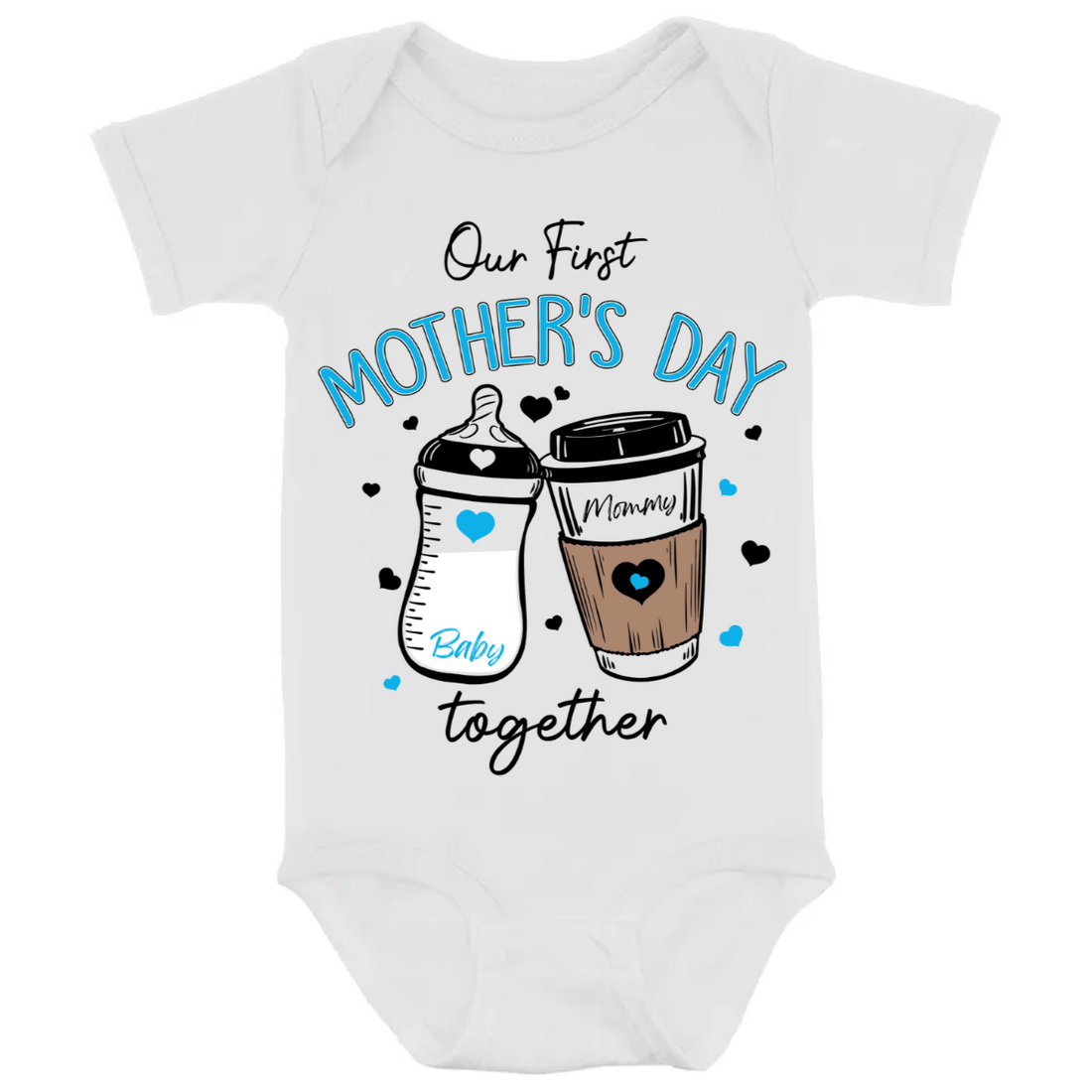 Our First Mother's Day 2026 - Personalized Tshirts Custom Baby Onesie - Gift for Mom & Baby, Mother's Day Gift