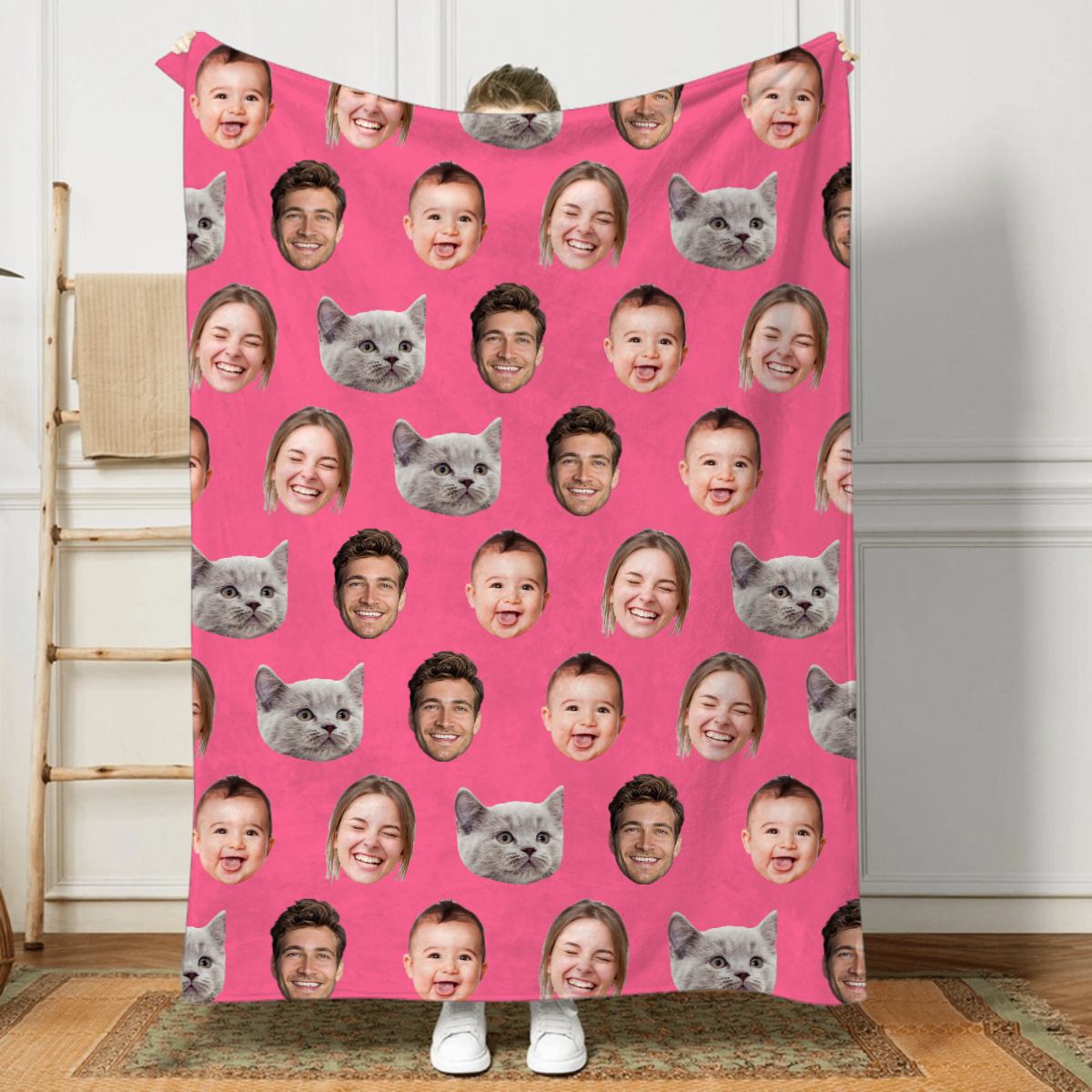 Custom Photo Family Blanket - Personalized Custom Blanket - Gift For Family Members, Mom, Dad