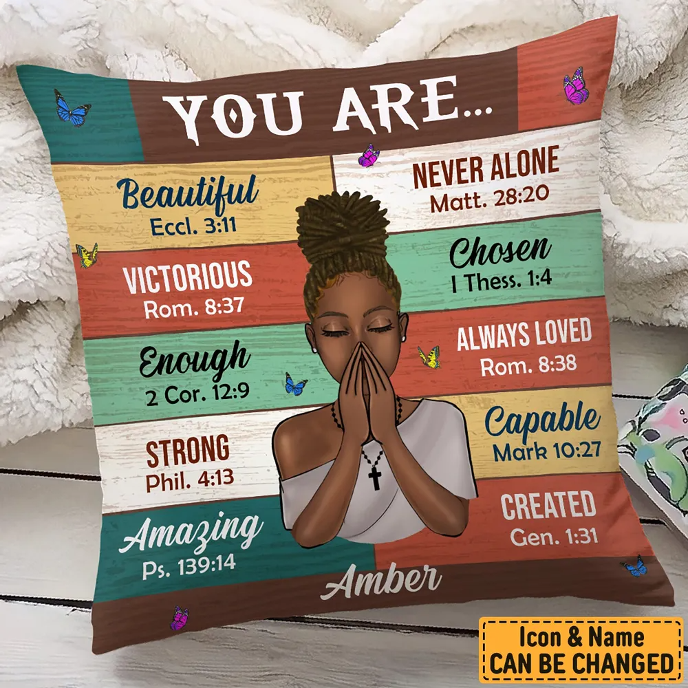 Bible Verses Custom Pillow - Personalized Gift for Girl, Women, Bestie, Girlfriend, Best Friend - Christian, Valentine, Black History 2