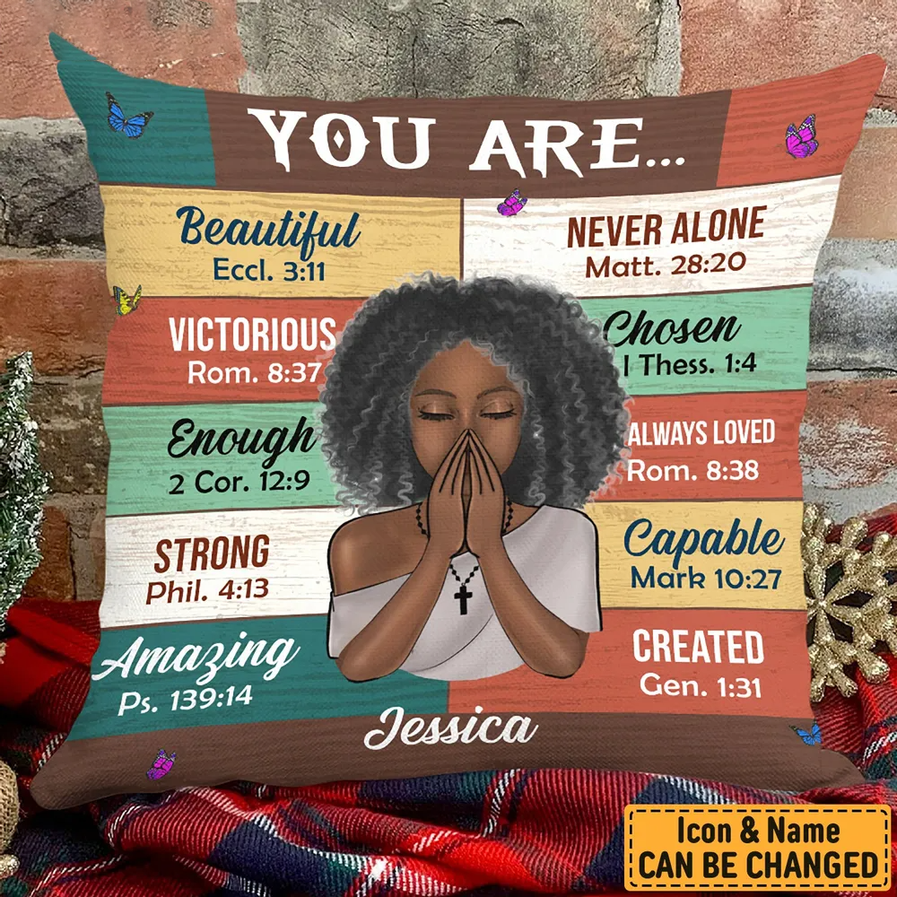 Bible Verses Custom Pillow - Personalized Gift for Girl, Women, Bestie, Girlfriend, Best Friend - Christian, Valentine, Black History 3