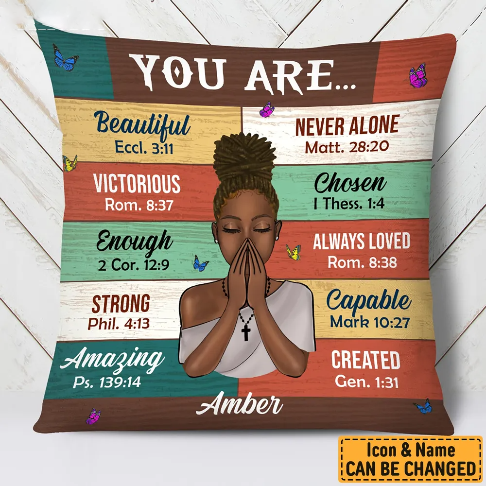 Bible Verses Custom Pillow - Personalized Gift for Girl, Women, Bestie, Girlfriend, Best Friend - Christian, Valentine, Black History 4