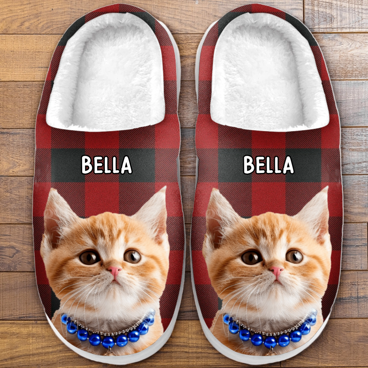 Custom Photo Happiness Is A Warm Cat - Cat Personalized Slippers - Gift For Cat Lovers, Pet Lovers, Cat Mom, Cat Dad 1