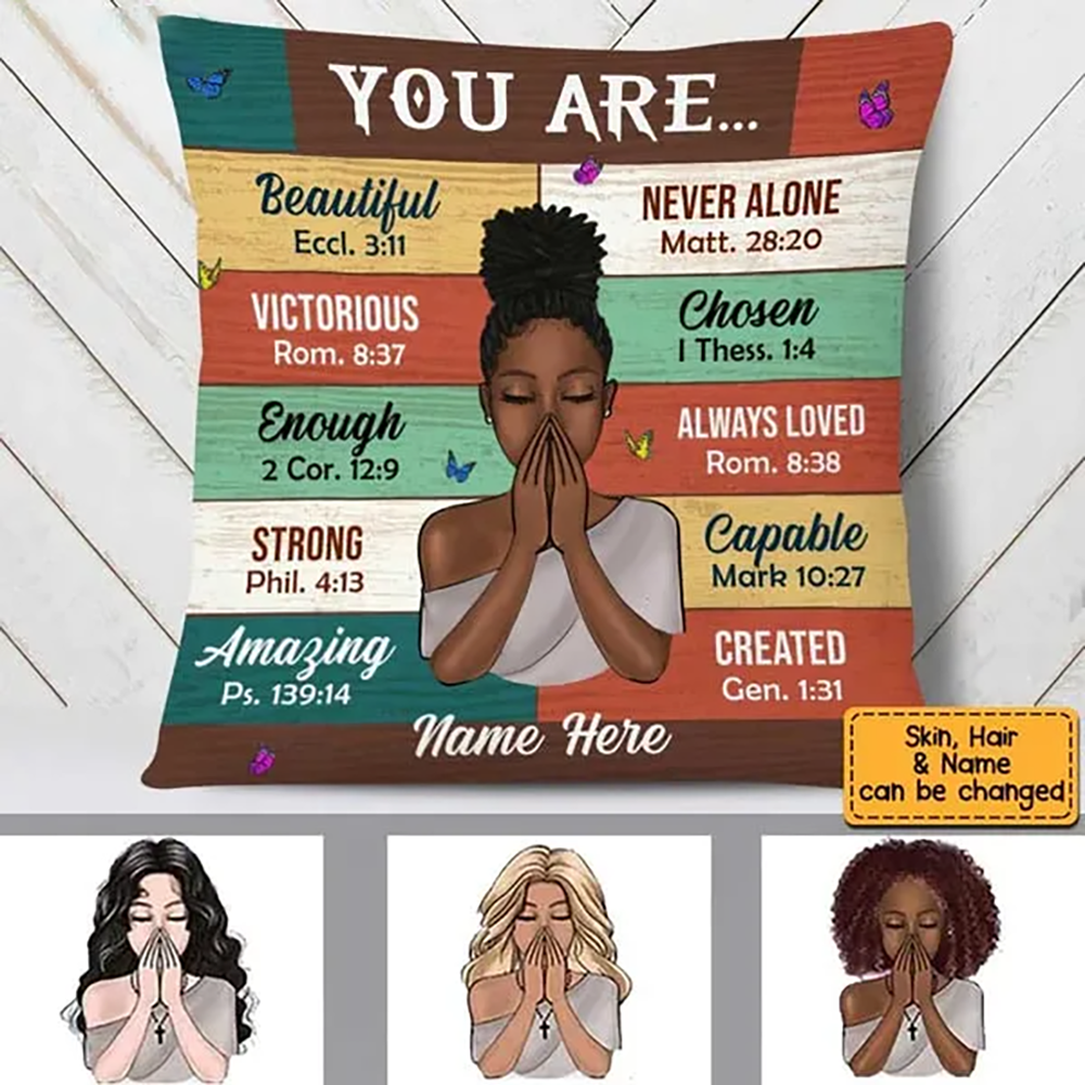 Bible Verses Custom Pillow - Personalized Gift for Girl, Women, Bestie, Girlfriend, Best Friend - Christian, Valentine, Black History 1