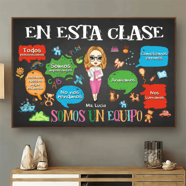 [Spanish Version] In This Classroom We Are A Team - Personalized Canvas Prints - Back To School, 1st Day of School - Custom Gift For Teachers & Educators, Classroom Decoration