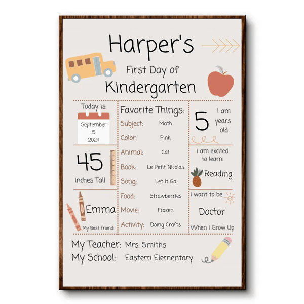 Back To School Sign - Personalized Vertical Canvas Prints - Back To School Gift For Student Kids, Son, Daughter
