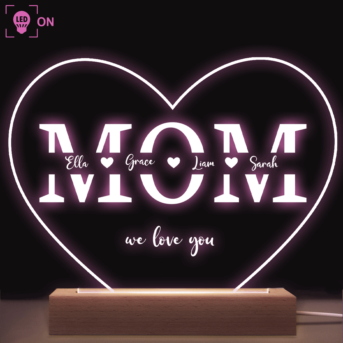Personalized Mom We Love You led light, alternate view 2