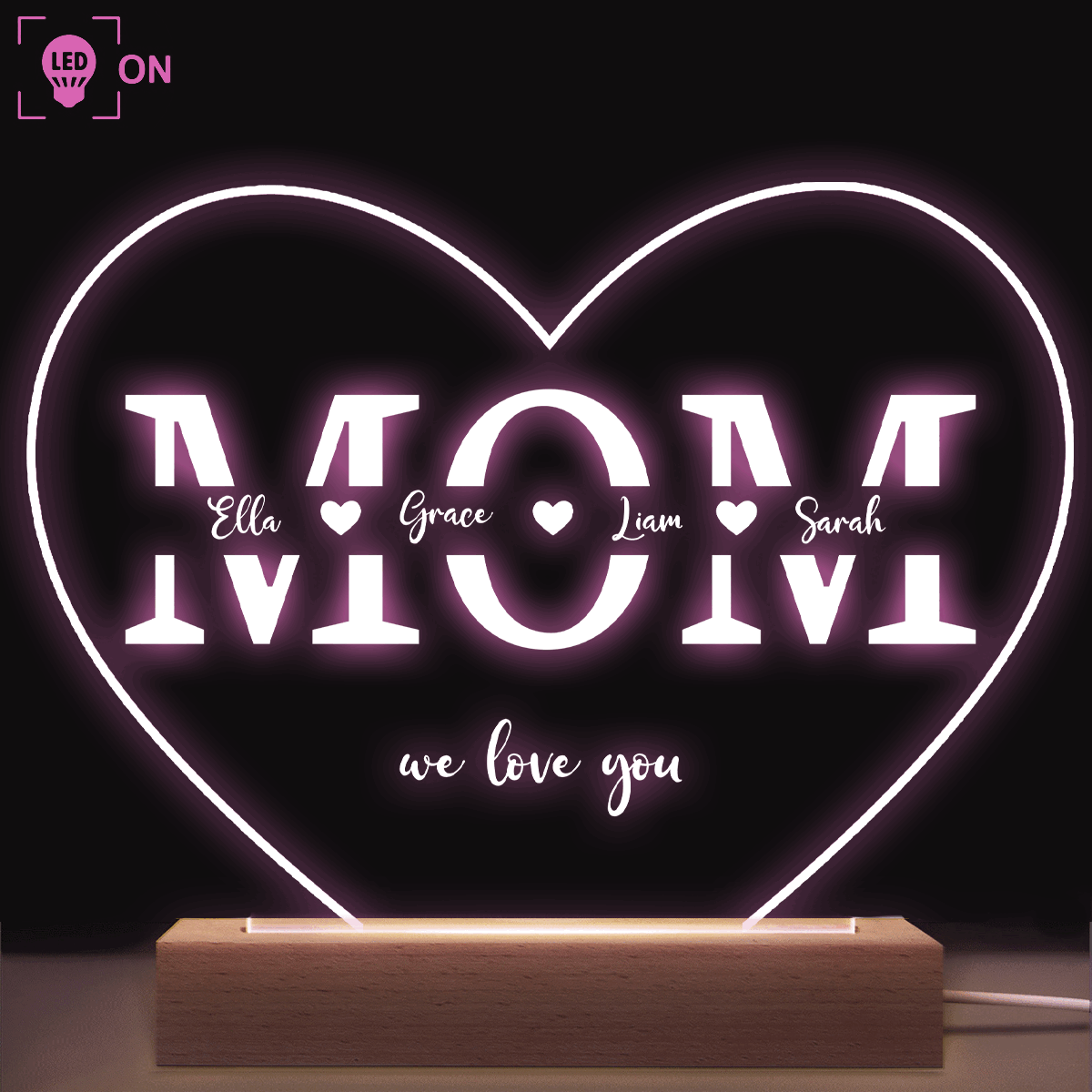 Mom We Love You - Acrylic Plaque Led Lamp - Personalized Gift for Mom - Mother's Day Gift - Suzitee Store