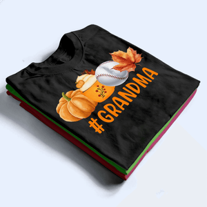 Fall, Pumpkin and Sport - Personalized Custom T Shirt - Halloween, Loving, Funny Gift for Grandma/Nana/Mimi, Mom, Wife, Grandparent - Suzitee Store