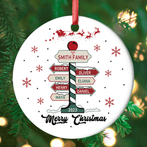 Family Christmas Ornament - Circle Ceramic Ornament - Personalized Chirstmas Gift for Birthday, Loving, Funny Gift for Grandma/Nana/Mimi, Mom, Wife, Grandparent - Suzitee Store