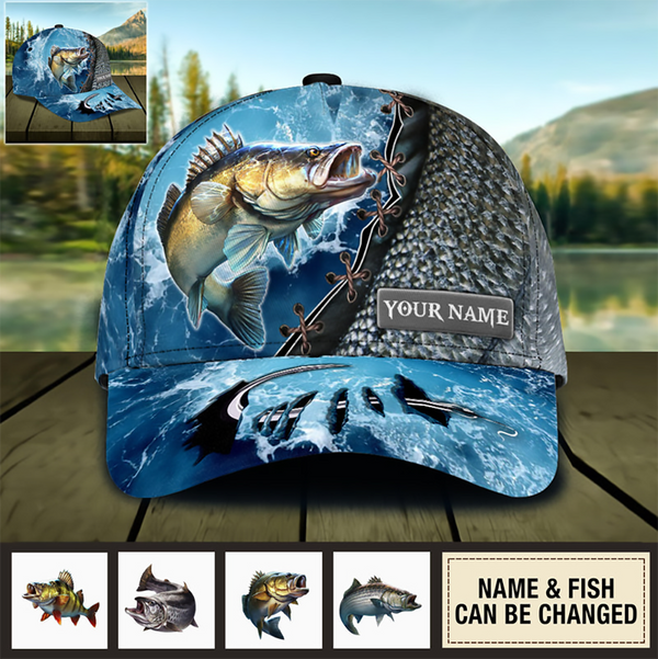 Fishing Water Detail - Personalized Classic Cap - Gift For Fishing Lovers, Dad, Grandpa, Husband