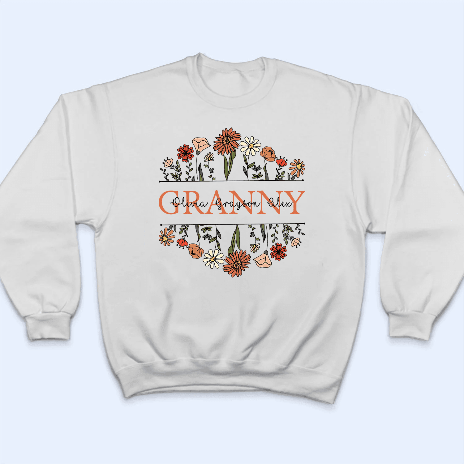 Floral Typography Grandma Grandkids Design - Personalized Custom T Shirt - Gift for Grandma/Nana/Mimi, Mom, Wife, Grandparent - Suzitee Store