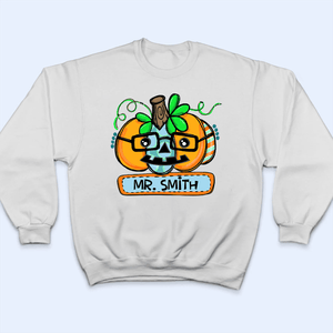 Funny Pumpkin Halloween With Name - Personalized Custom T Shirt - Birthday, Loving, Funny Gift for Teacher, Kindergarten, Preschool, Pre K, Paraprofessional - Suzitee Store