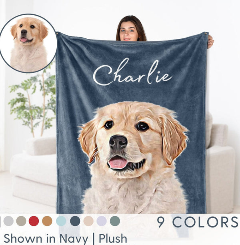 Custom Photo Pet Blanket | Personalized Gift for Dog/Cat Lovers, Pet Lovers, Dog Mom, Cat Mom, Dog Dad, Cat Dad | Blanket 1