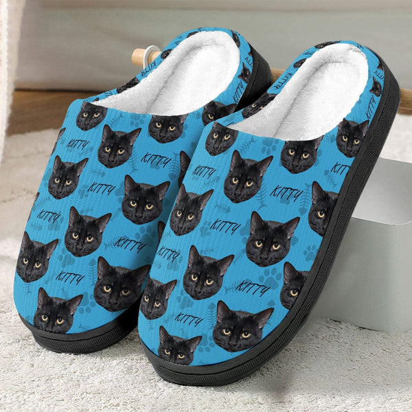 Custom Photo Plush Slippers With Dog Cat Face - Personalized Slippers - Gift For Dog/Cat Lovers, Pet Lovers, Dog/Cat Mom, Dog/Cat Dad