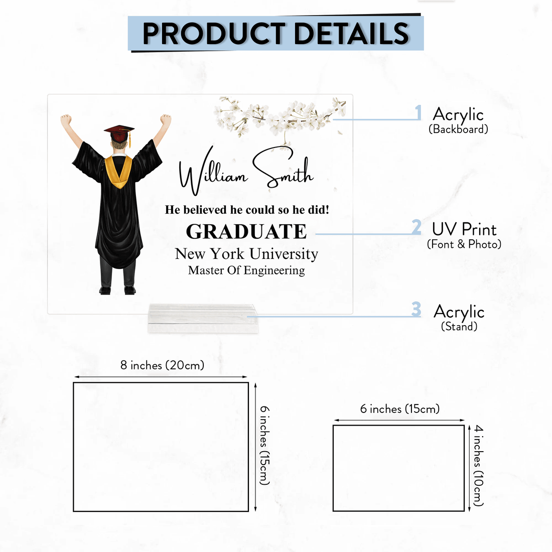 Personalized Graduation Gift 2026 For Him/Her acrylic plaque, alternate view 6