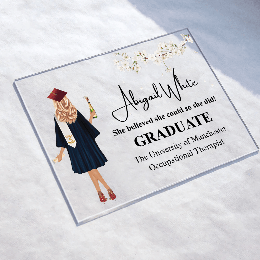 Graduation Gift 2024 - Personalized Custom Horizontal Acrylic Plaque - Senior, Class of 2024 Graduate, Grandson, Granddaughter, Daughter, Son, Best Friends - Suzitee Store