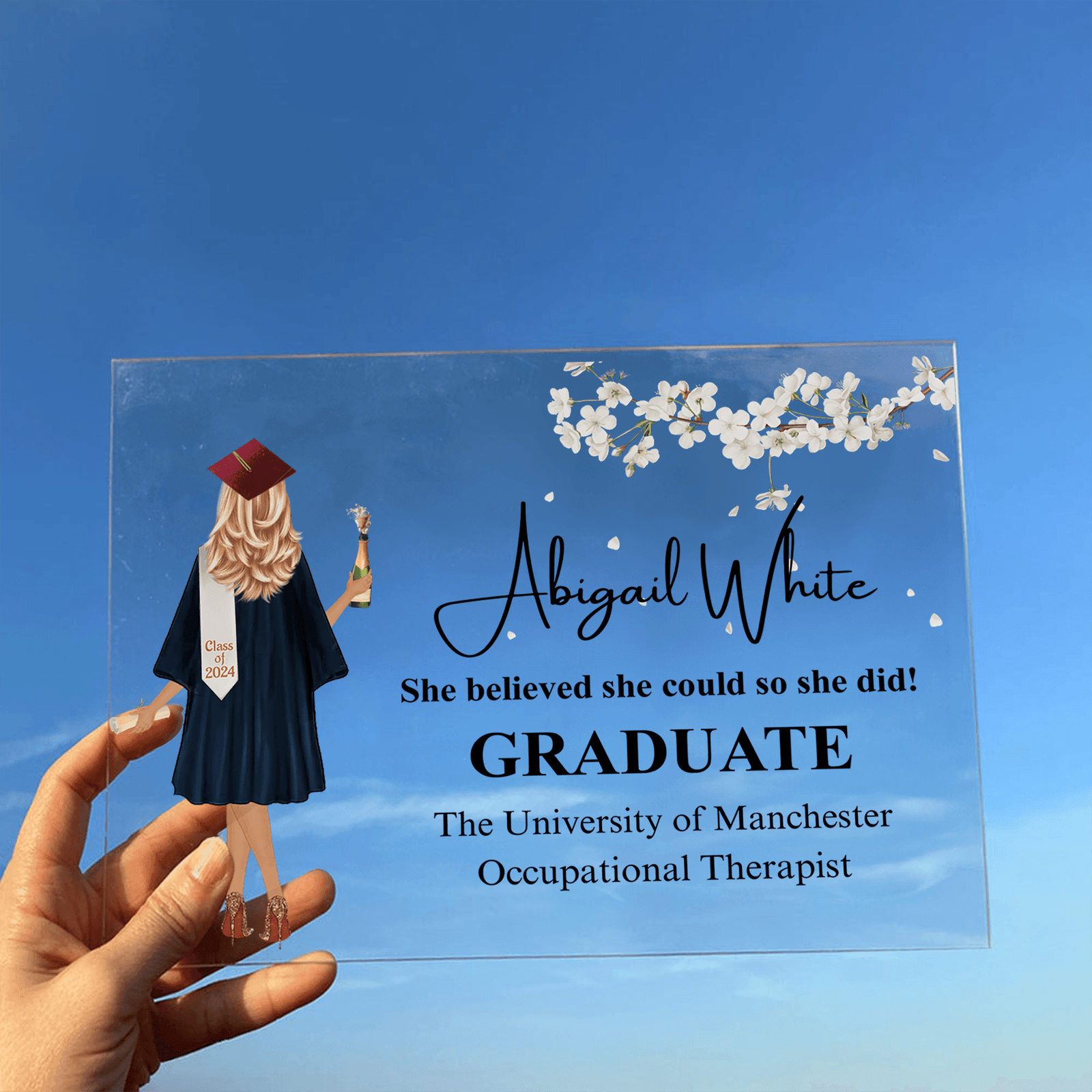 Graduation Gift 2024 - Personalized Custom Horizontal Acrylic Plaque - Senior, Class of 2024 Graduate, Grandson, Granddaughter, Daughter, Son, Best Friends - Suzitee Store