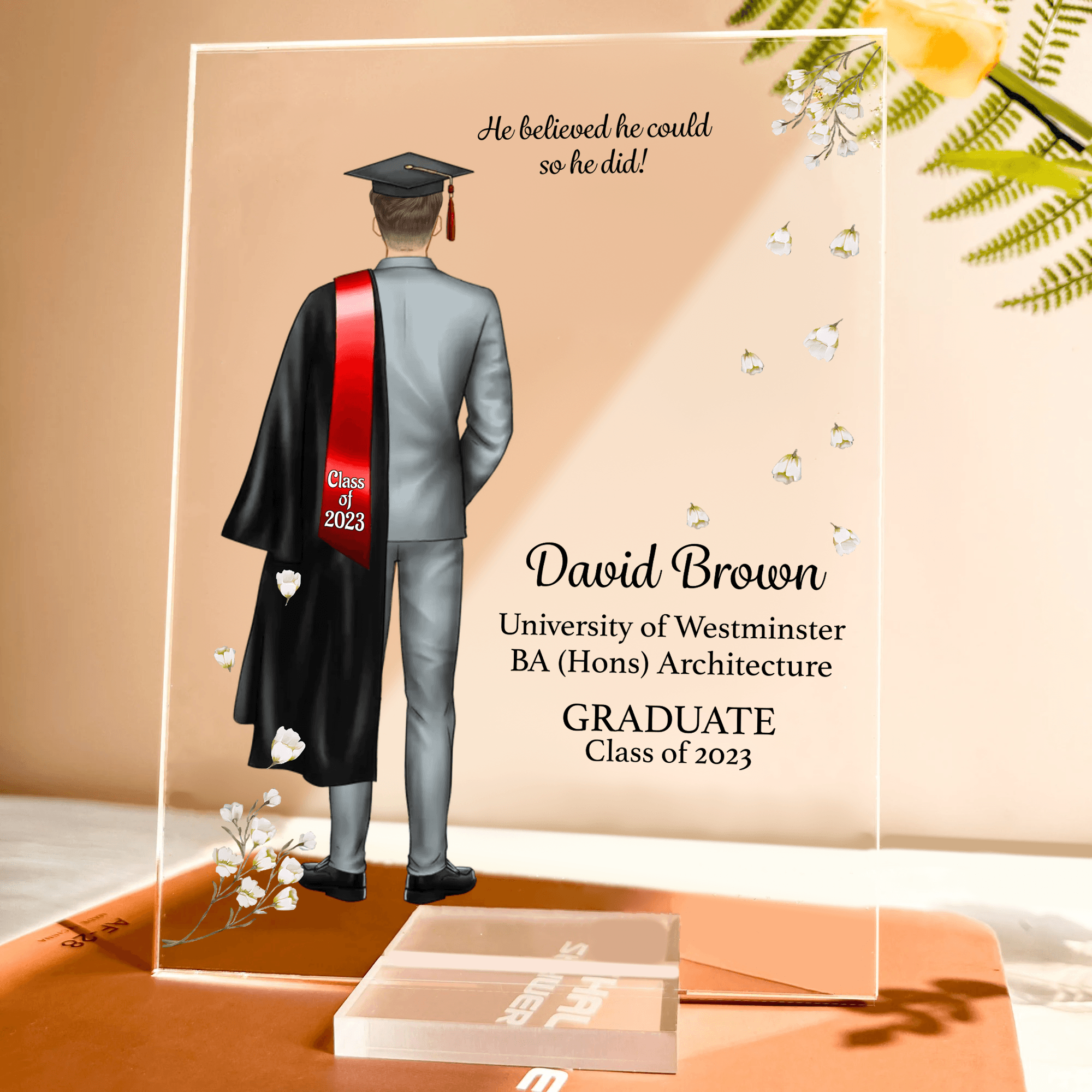 Graduation Gifts, Presents & Ideas For Him, Grad Ceremony, Commencement, Convocation, College & uni University, Personalized Custom Acrylic Plaque - Suzitee Store