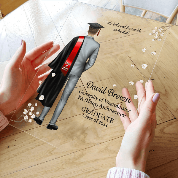 Graduation Gifts, Presents & Ideas For Him, Grad Ceremony, Commencement, Convocation, College & uni University, Personalized Custom Acrylic Plaque
