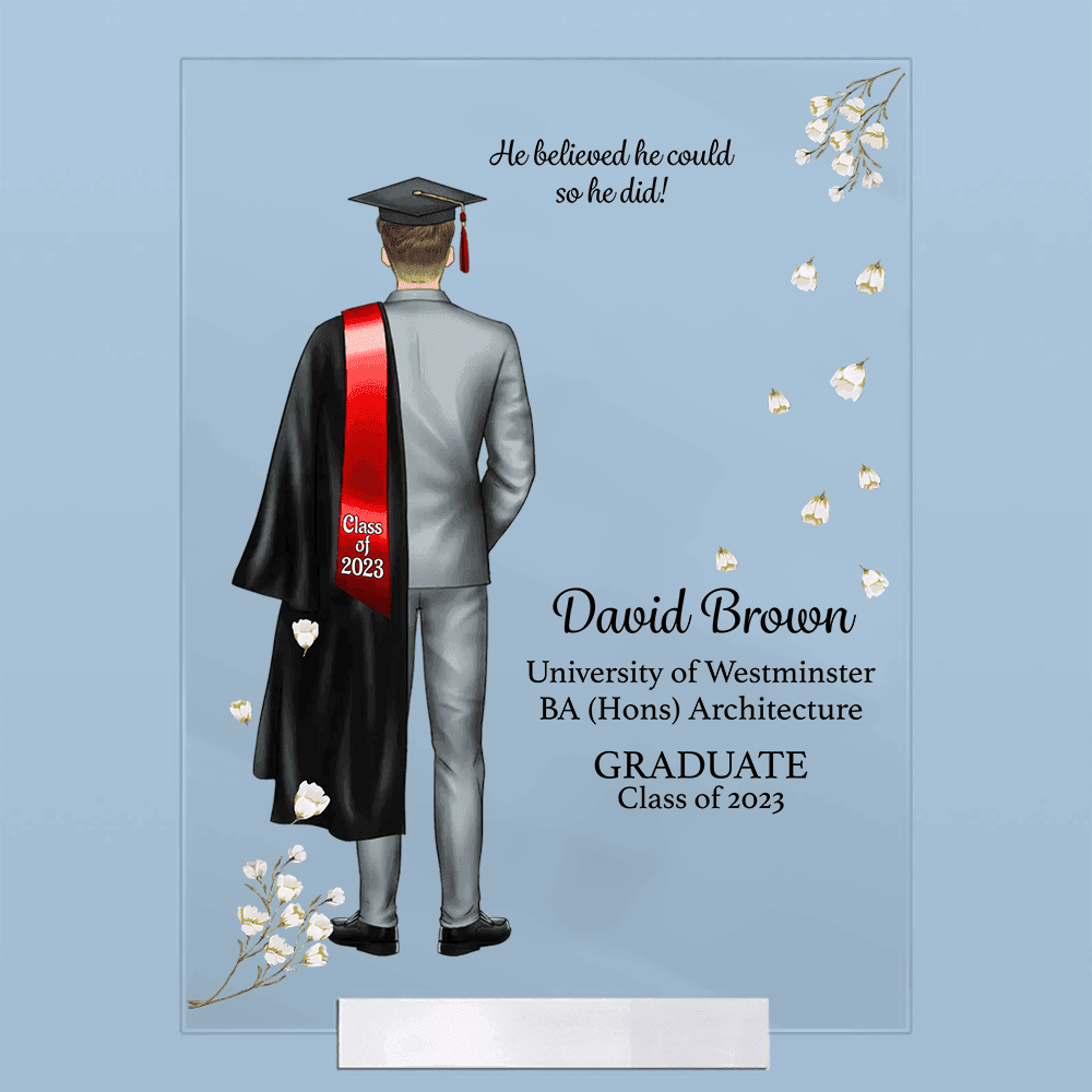 Graduation Gifts, Presents & Ideas For Him, Grad Ceremony, Commencement, Convocation, College & uni University, Personalized Custom Acrylic Plaque - Suzitee Store