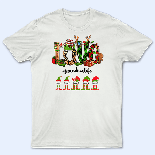 Grandma Elf - Personalized Custom T Shirt - Birthday, Loving, Funny Gift for Grandma/Nana/Mimi, Mom, Wife, Grandparent