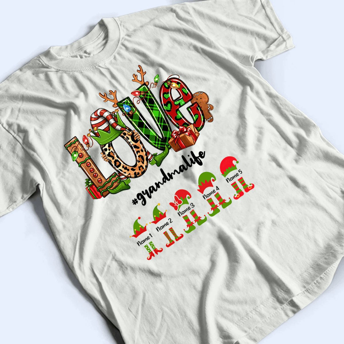 Grandma Elf - Personalized Custom T Shirt - Birthday, Loving, Funny Gift for Grandma/Nana/Mimi, Mom, Wife, Grandparent - Suzitee Store